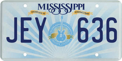 MS license plate JEY636