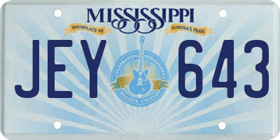 MS license plate JEY643