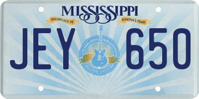 MS license plate JEY650