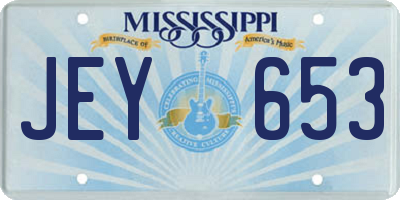 MS license plate JEY653