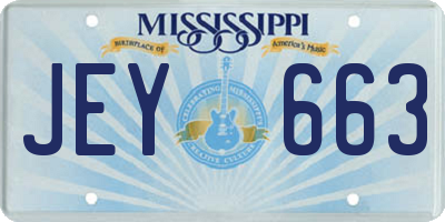 MS license plate JEY663