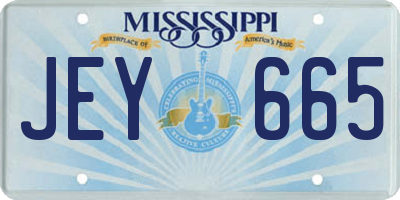 MS license plate JEY665