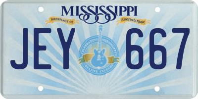MS license plate JEY667