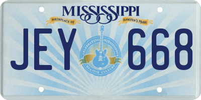 MS license plate JEY668