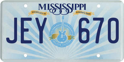 MS license plate JEY670