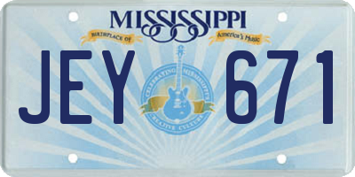 MS license plate JEY671