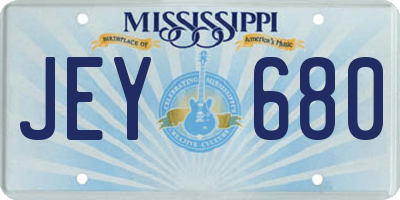 MS license plate JEY680