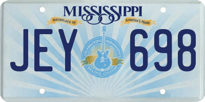 MS license plate JEY698