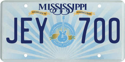MS license plate JEY700