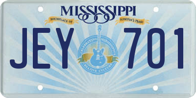 MS license plate JEY701