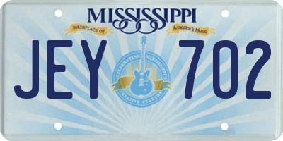 MS license plate JEY702