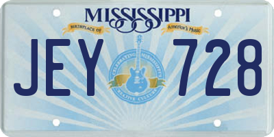 MS license plate JEY728