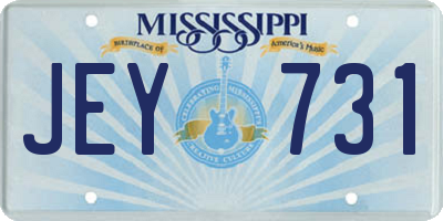 MS license plate JEY731