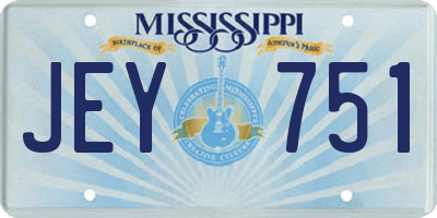 MS license plate JEY751