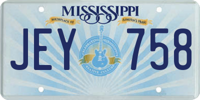 MS license plate JEY758