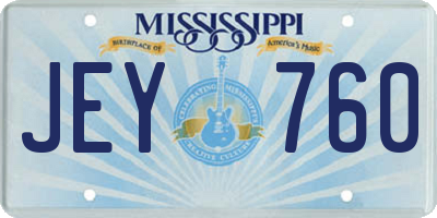 MS license plate JEY760