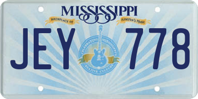 MS license plate JEY778