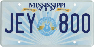 MS license plate JEY800