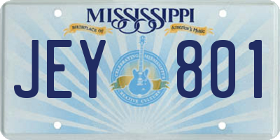 MS license plate JEY801