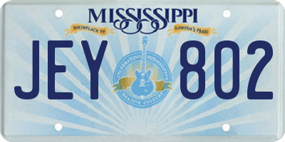 MS license plate JEY802
