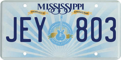 MS license plate JEY803