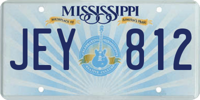 MS license plate JEY812