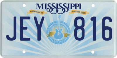 MS license plate JEY816