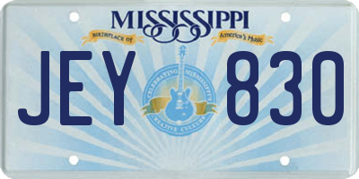 MS license plate JEY830
