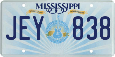 MS license plate JEY838