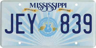 MS license plate JEY839