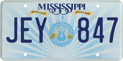 MS license plate JEY847