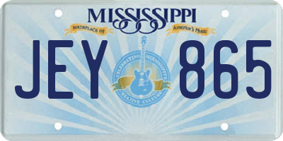 MS license plate JEY865