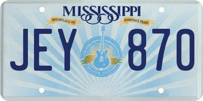 MS license plate JEY870