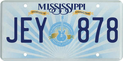 MS license plate JEY878