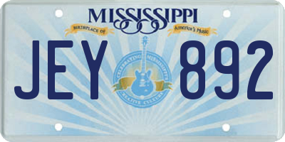 MS license plate JEY892