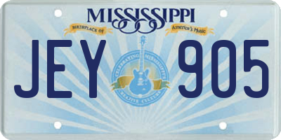 MS license plate JEY905
