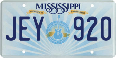 MS license plate JEY920