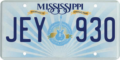 MS license plate JEY930