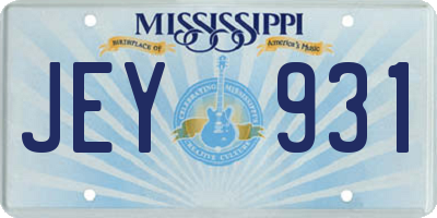 MS license plate JEY931