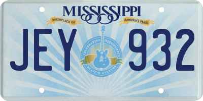 MS license plate JEY932