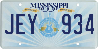 MS license plate JEY934