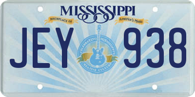 MS license plate JEY938