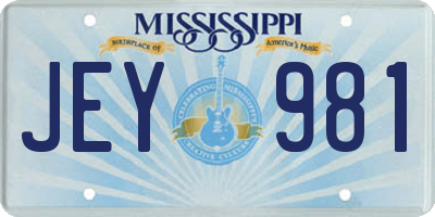 MS license plate JEY981
