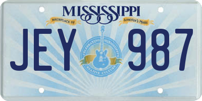 MS license plate JEY987