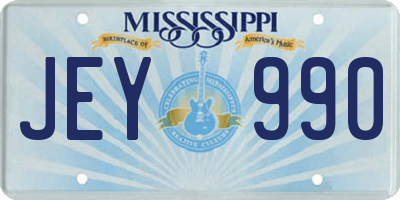 MS license plate JEY990