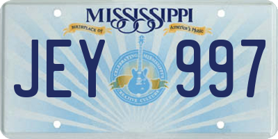 MS license plate JEY997