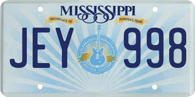 MS license plate JEY998