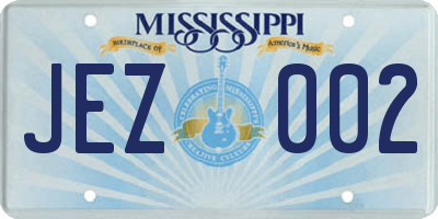 MS license plate JEZ002