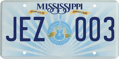 MS license plate JEZ003