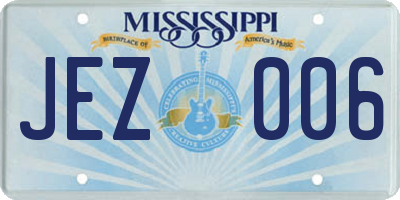 MS license plate JEZ006
